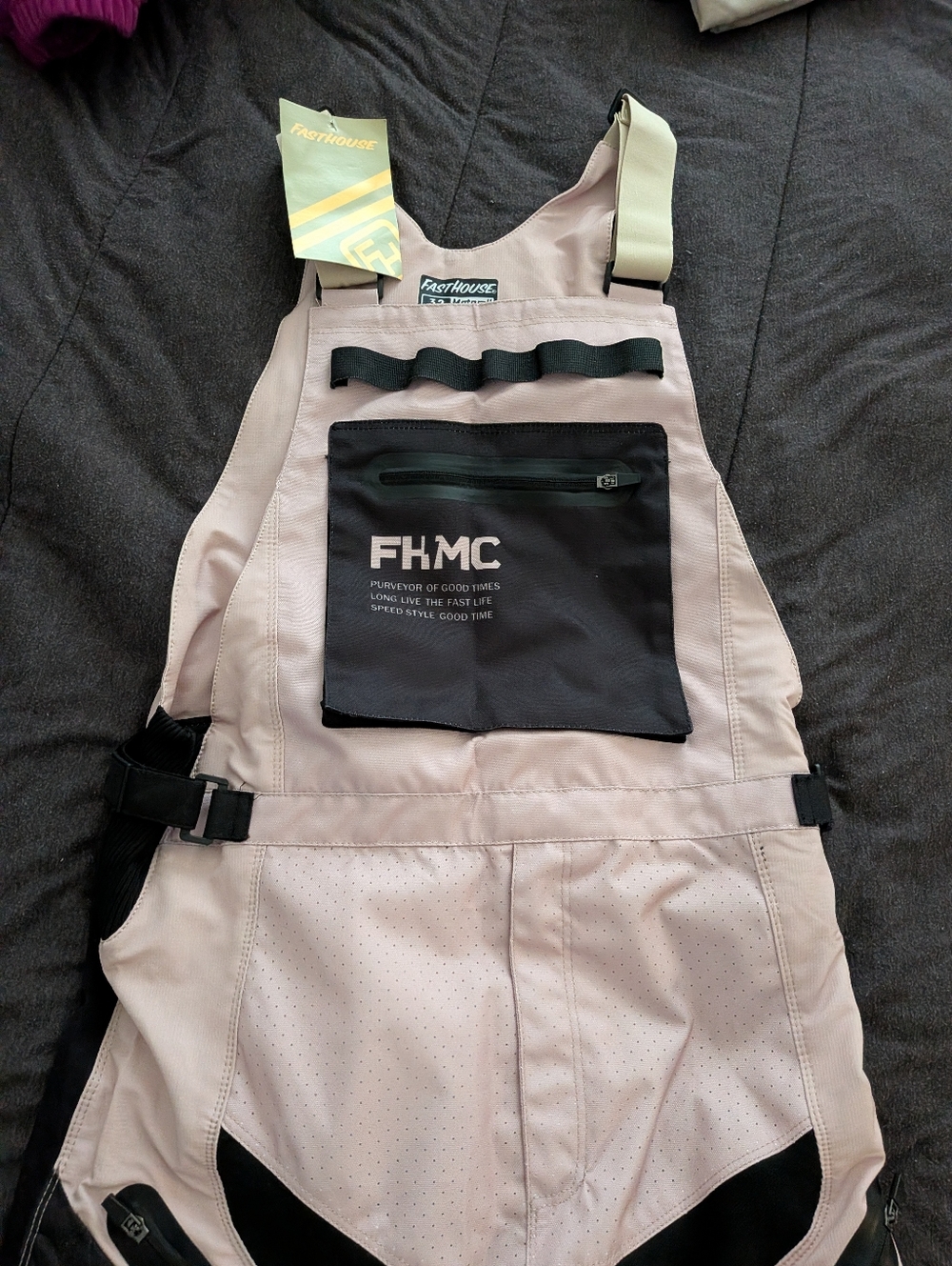 FHMC- FAST HOUSE MOTOR CROSS Tan Bib Overalls with Black Pocket! NWT